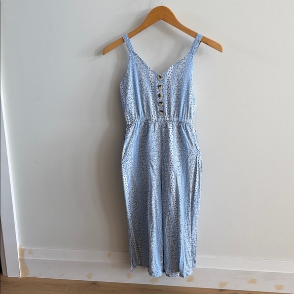 M&S Blue Floral Sleeveless Dress - Picture 1 of 8